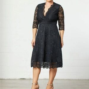 Kiyonna Black Lace Cocktail Dress size 1/1X/14-16